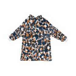 Dots brushstrokes animal print Blanket Hoodie for Women