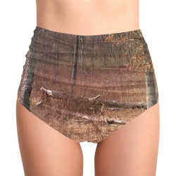 Falling tree in the woods High-Waisted Bikini Bottom (Model S34)