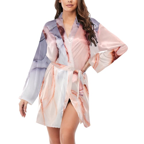 Alcohol ink colors PML 02 Women's Long Sleeve Belted Night Robe