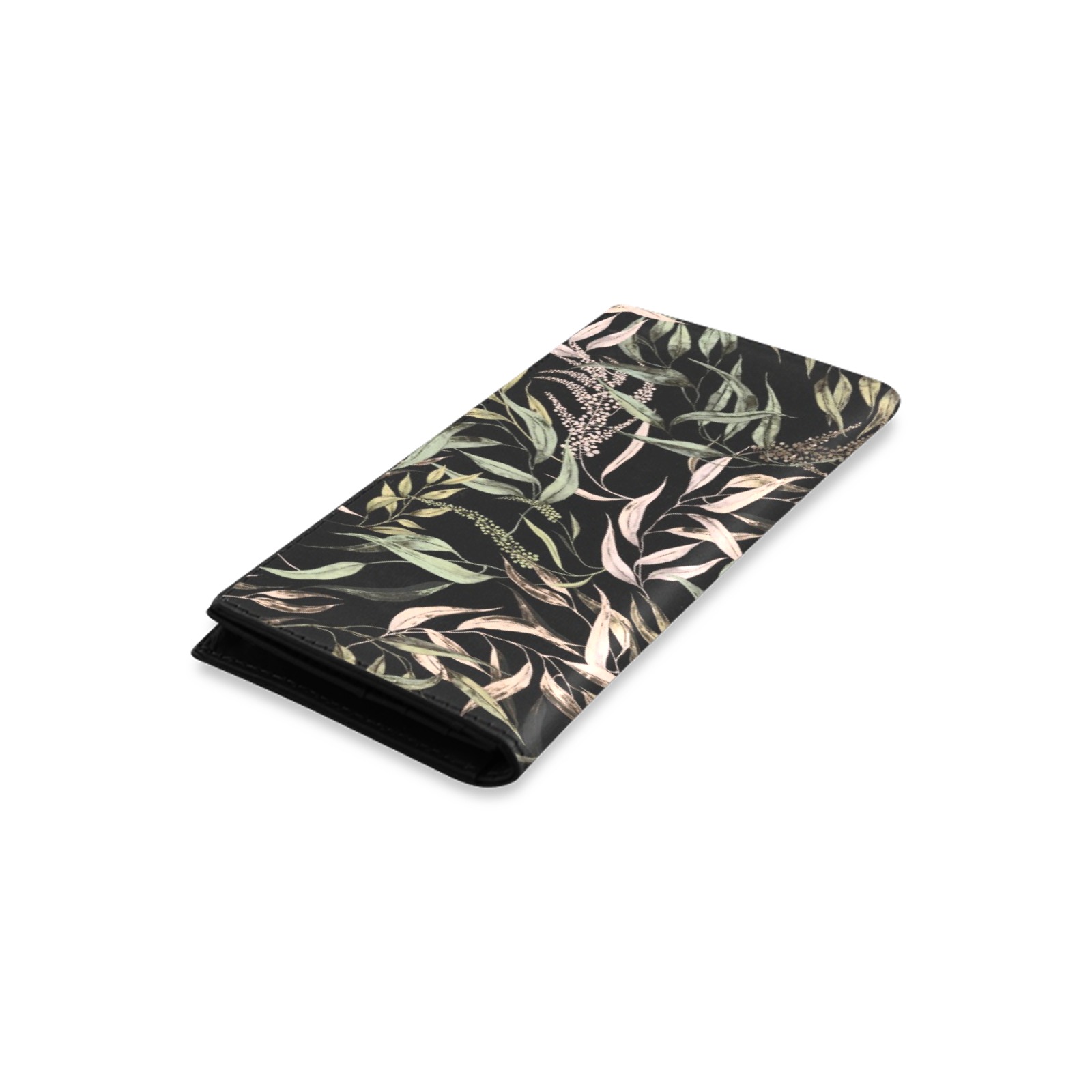 Dark Forest leaves dramatic Women's Leather Wallet (Model 1611)