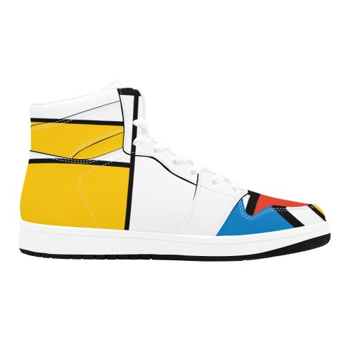 Mondrian De Stijl Modern Men's High Top Sneakers (Model 20042)