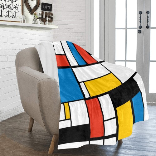 Mondrian De Stijl Modern Ultra-Soft Micro Fleece Blanket 50"x60"