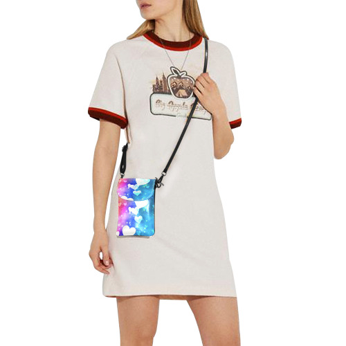 Dreamy Love Heart Sky Background Small Cell Phone Purse (Model 1711)