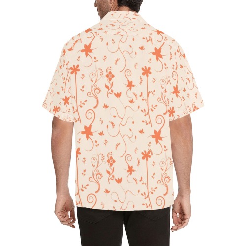 Living Coral Floral Pattern Hawaiian Shirt (Model T58)