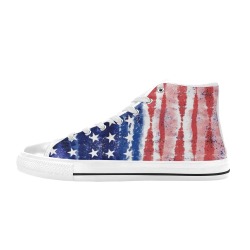 Red White and Blue Flag High Top Canvas Shoes for Kid (Model 017)
