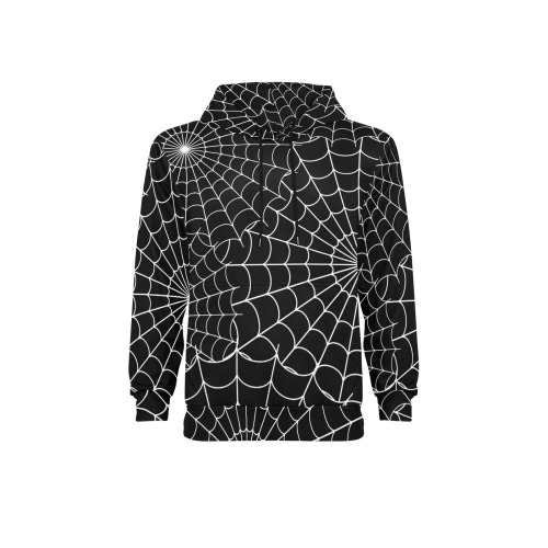 Halloween Spiderwebs - White on Black Men's Long Sleeve Fleece Hoodie (Model H55)