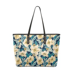 Painted Flowers Chic Leather Tote Bag (Model 1709)