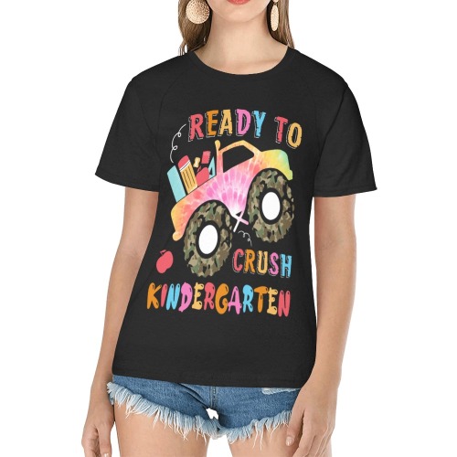 Ready to Crush Kindergarten First Day of School Women's Raglan T-Shirt/Front Printing (Model T62)