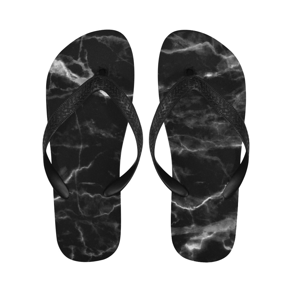 Black marble texture Flip Flops for Men/Women (Model 040)