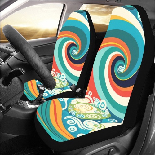 Colorful Ocean Waves Car Seat Covers (Set of 2)