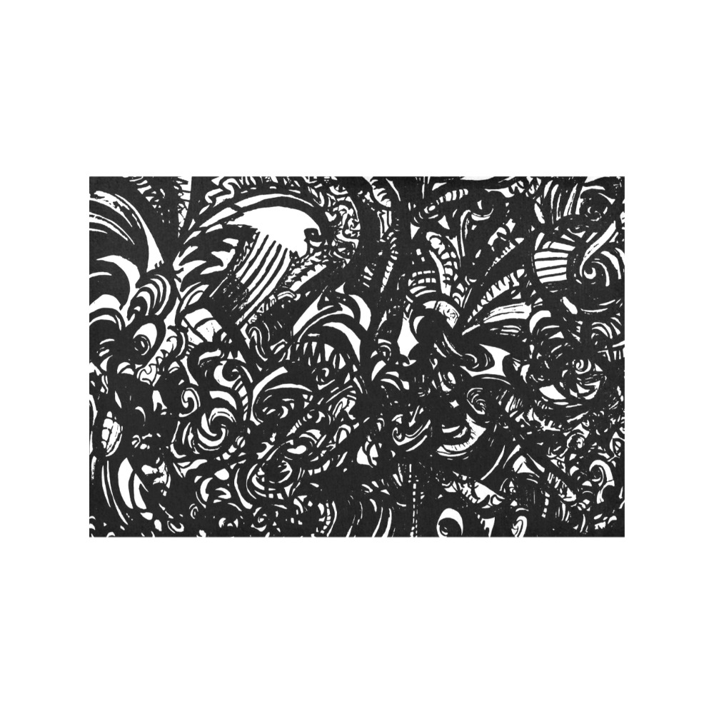 Black and white Abstract graffiti Placemat 12’’ x 18’’ (Two Pieces)