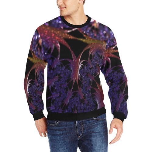 Fractal Men's Rib Cuff Crew Neck Sweatshirt (Model H34)