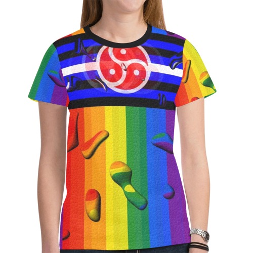 BDSM Pride Flag Pop Art by Nico Bielow New All Over Print T-shirt for Women (Model T45)