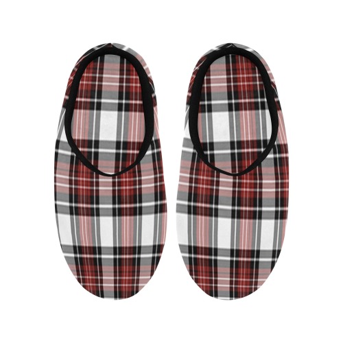 Red Black Plaid Men's Non-Slip Cotton Slippers (Model 0602)
