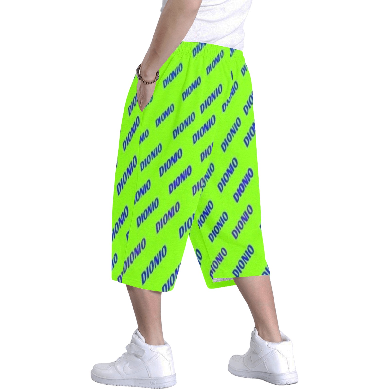 DIONIO Clothing  -  Steppers Baggy shorts (Neon & Blue) Men's All Over Print Baggy Shorts (Model L37)