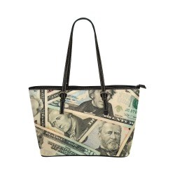 US PAPER CURRENCY Leather Tote Bag/Small (Model 1651)