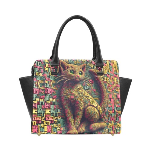 3D cat Rivet Shoulder Handbag (Model 1645)