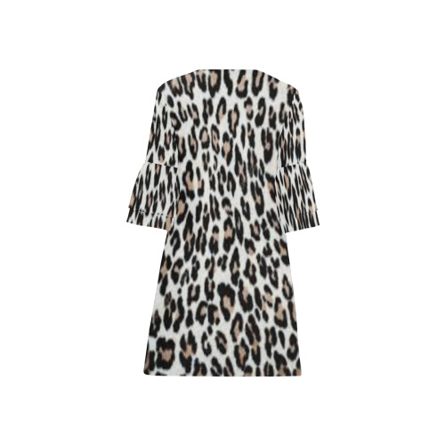 Leopard Half Sleeves V-Neck Mini Dress (Model D63)