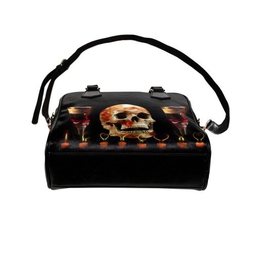 Gothic Skull Wine Candles Ritual Shoulder Handbag (Model 1634)