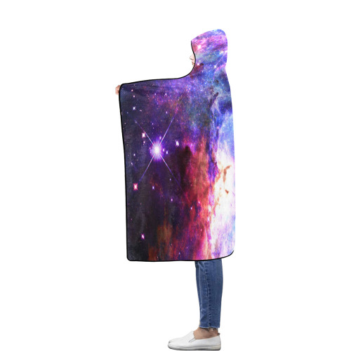 Mystical fantasy deep galaxy space - Interstellar cosmic dust Flannel Hooded Blanket 56''x80''