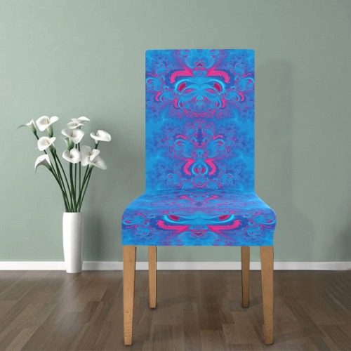 Blue Flowers on the Ocean Frost Fractal Chair Cover (Pack of 4)