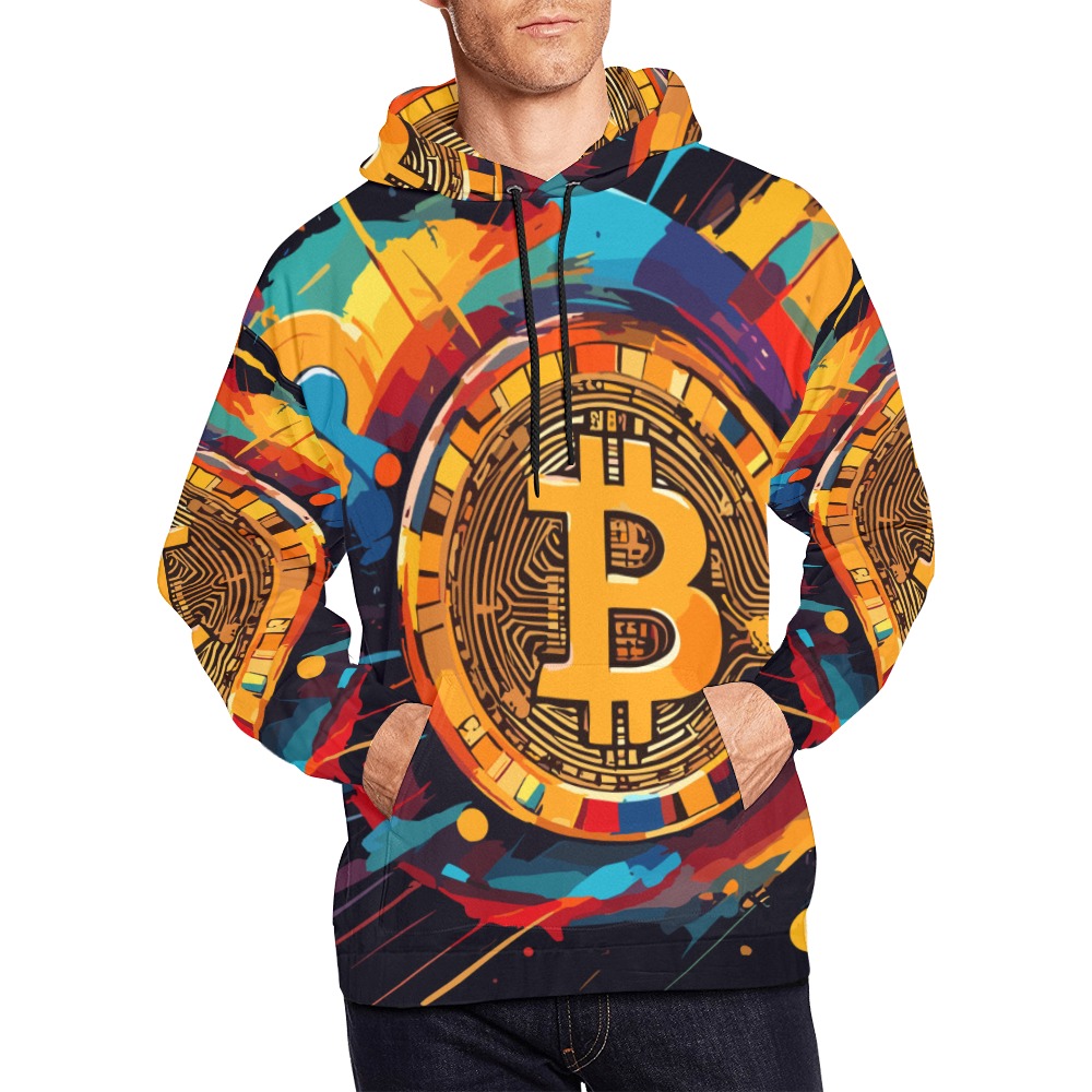 A colorful allegory of cryptocurrency abstract art All Over Print Hoodie for Men (USA Size) (Model H13)