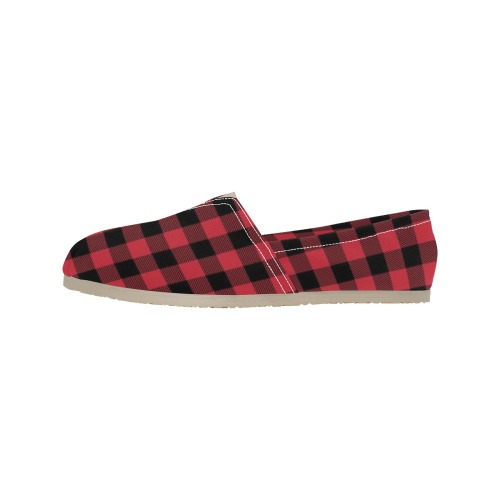 Red and Black Buffalo Print Women's Classic Canvas Slip-On (Model 1206)