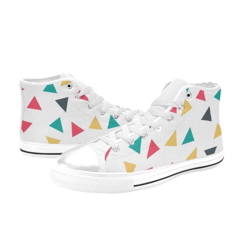 Colorful Triangles Women's Classic High Top Canvas Shoes (Model 017)