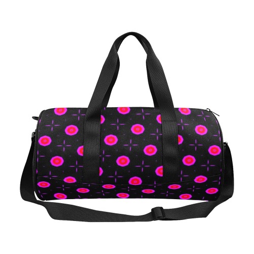 Pink Dots on Black Duffle Bag (Model 1679)