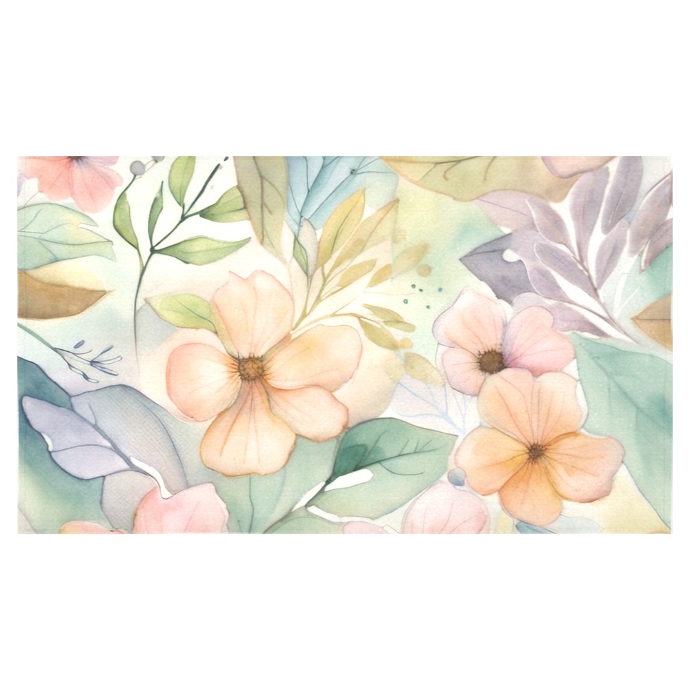 Watercolor Floral 1 Cotton Linen Tablecloth 60"x 104"