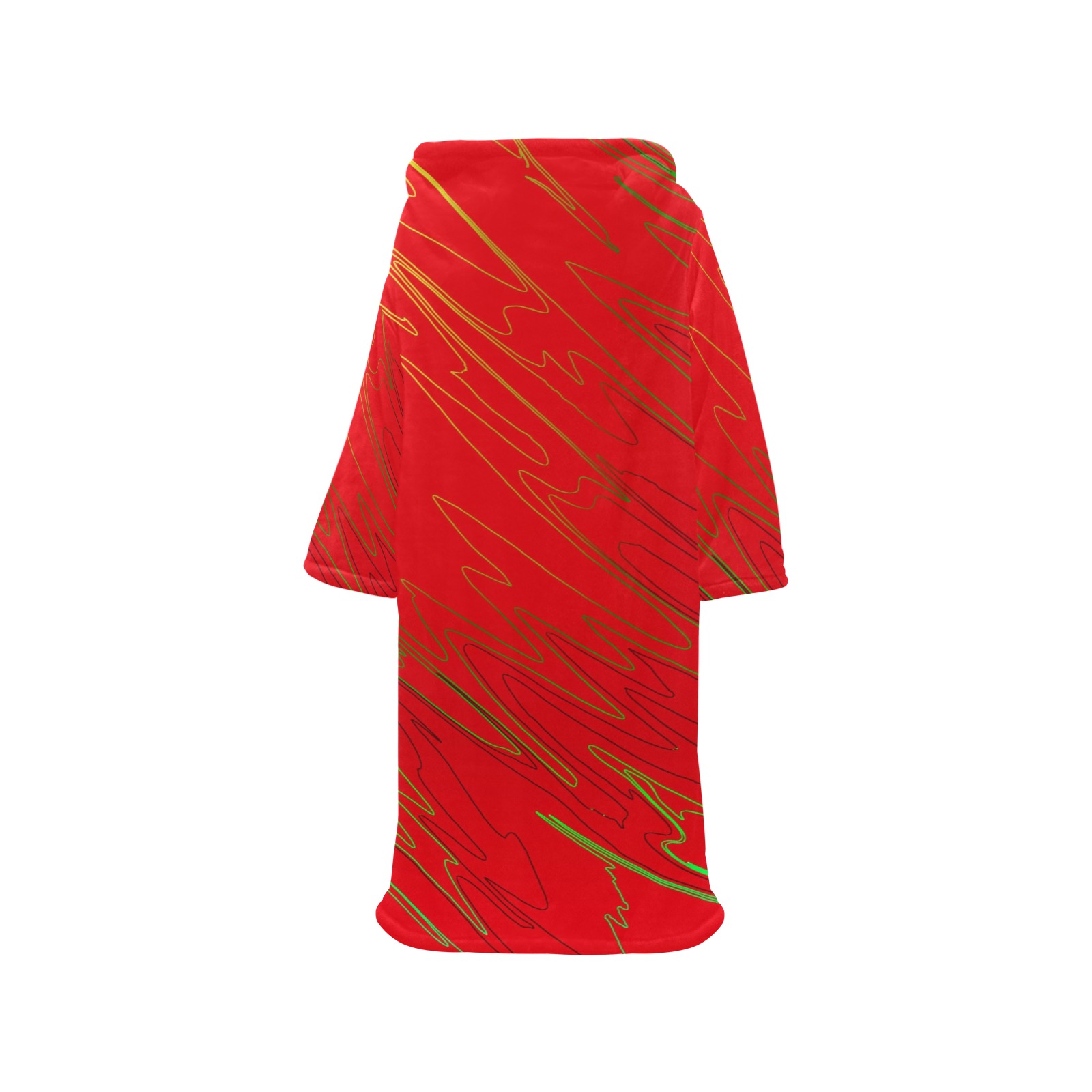 Marbled Red Blanket Robe with Sleeves for Adults