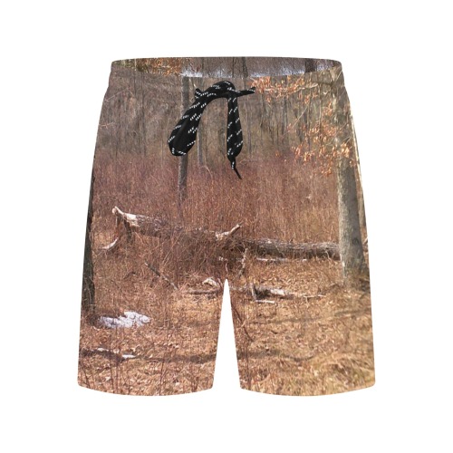 Falling tree in the woods Men's Mid-Length Beach Shorts (Model L51)