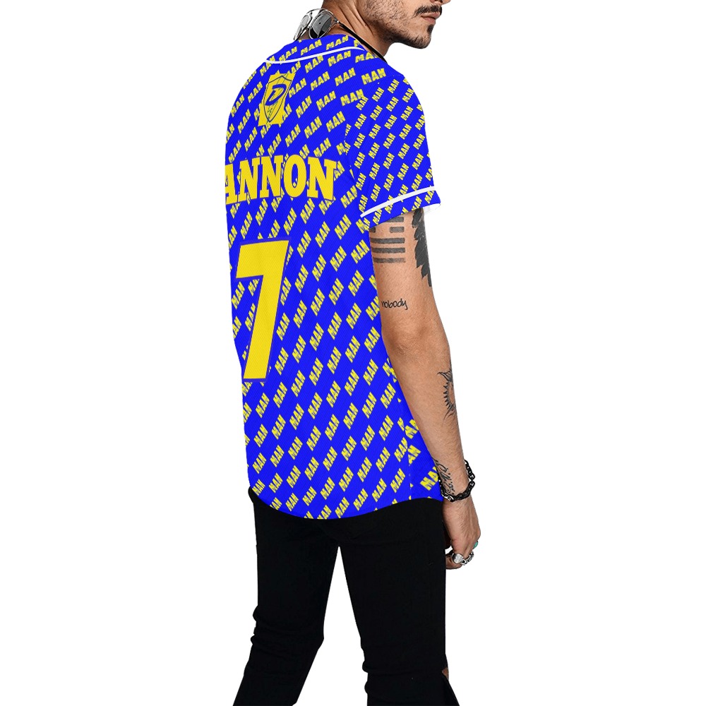 Dionio Clothing - Tha Boogiewoogie Man Baseball Jersey (Blue & Yellow Logo) All Over Print Baseball Jersey for Men (Model T50)