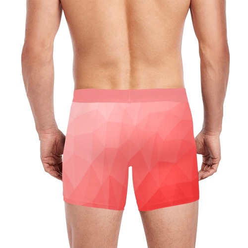 Red gradient geometric mesh pattern Men's Boxer Briefs with Custom Inner Pocket & Waistband (Model L34)