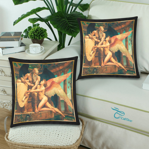First Remastered Version of The Roll of Fate by Walter Crane Custom Zippered Pillow Cases 18"x 18" (Twin Sides) (Set of 2)