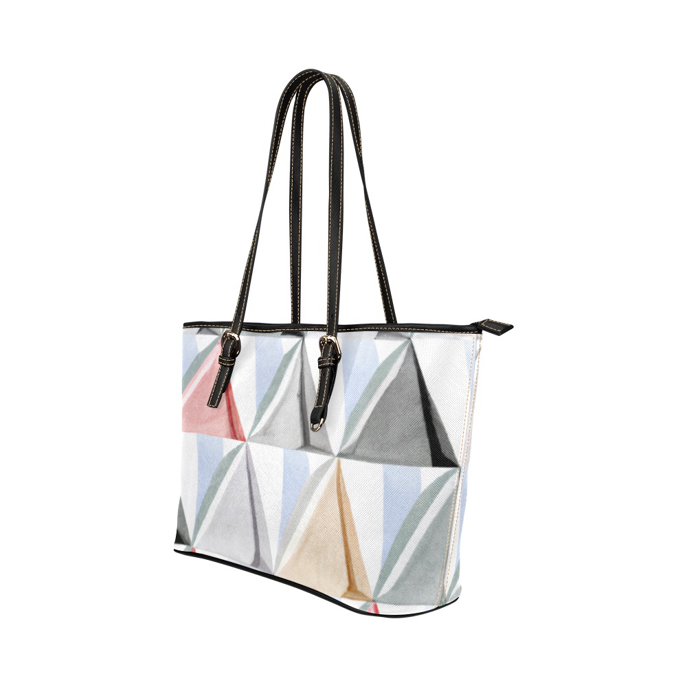 Diamond Geometric Pattern Leather Tote Bag/Large (Model 1651)