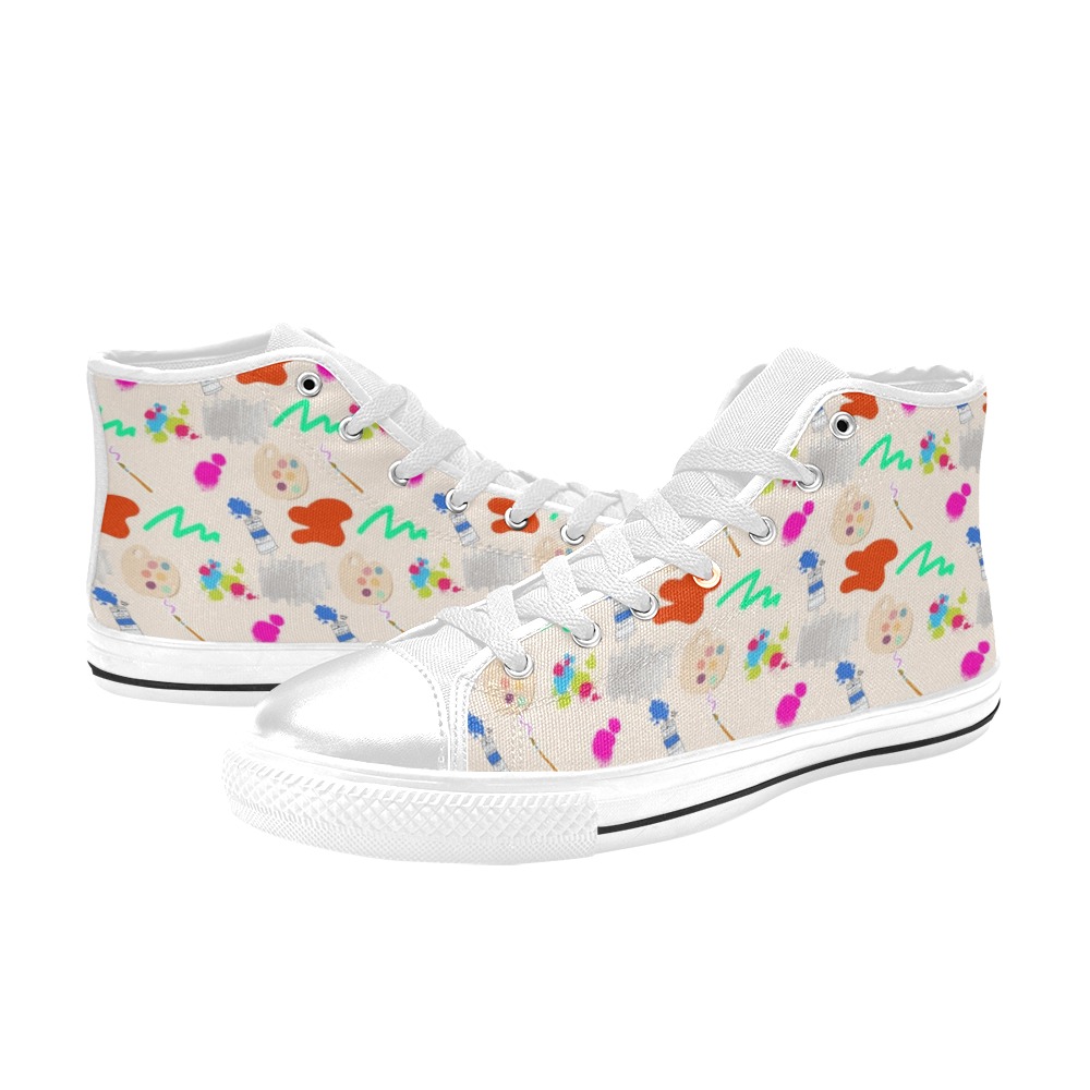 colorful High Top Canvas Shoes for Kid (Model 017)