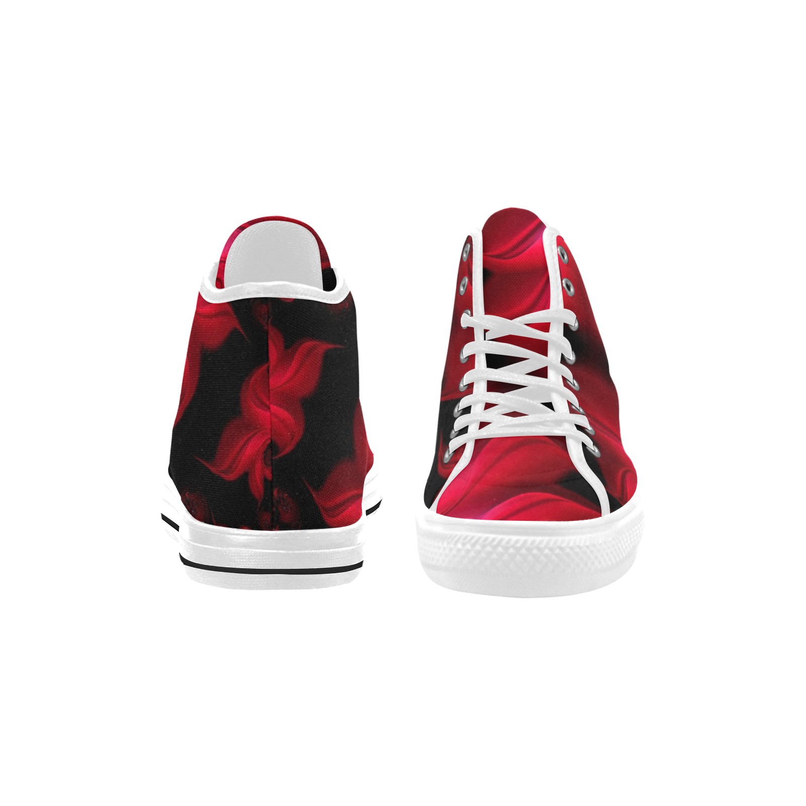 Black and Red Fiery Whirlpools Fractal Abstract Vancouver H Women's Canvas Shoes (1013-1)