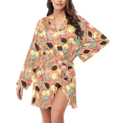 Succulent fruit tropical Women's Long Sleeve Belted Night Robe
