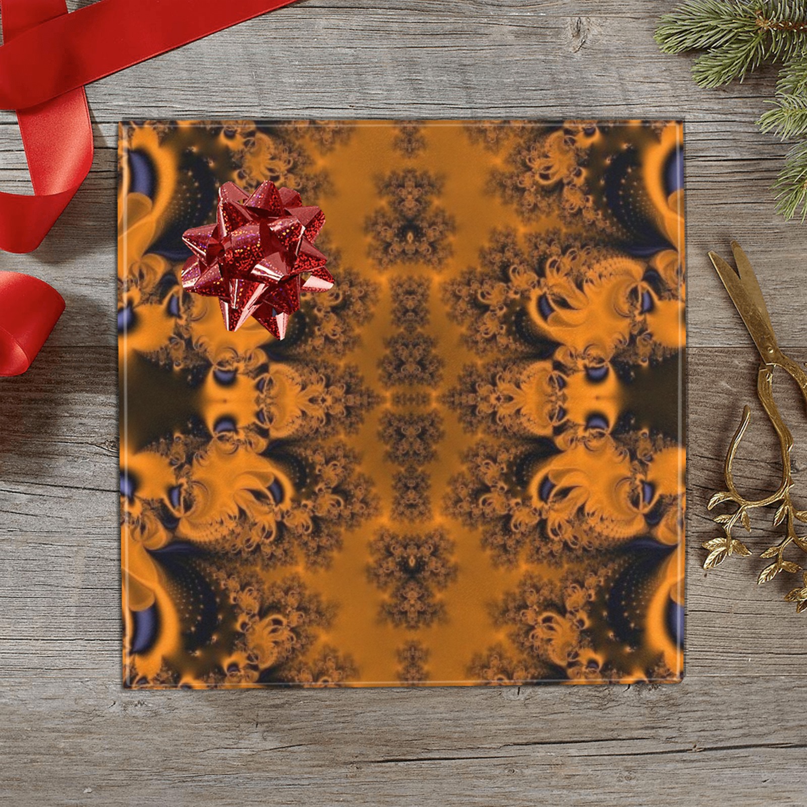 Orange Groves at Dusk Frost Fractal Gift Wrapping Paper 58"x 23" (2 Rolls)