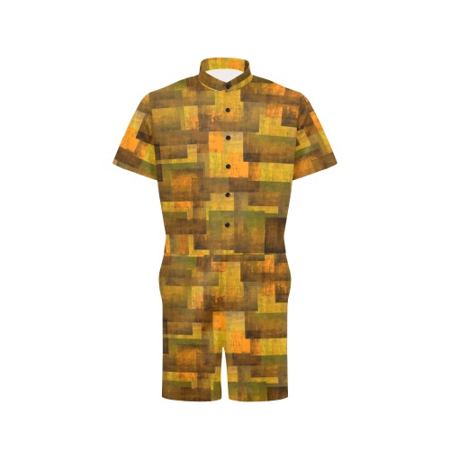 pixels2 brown Men's Short Sleeve Jumpsuit