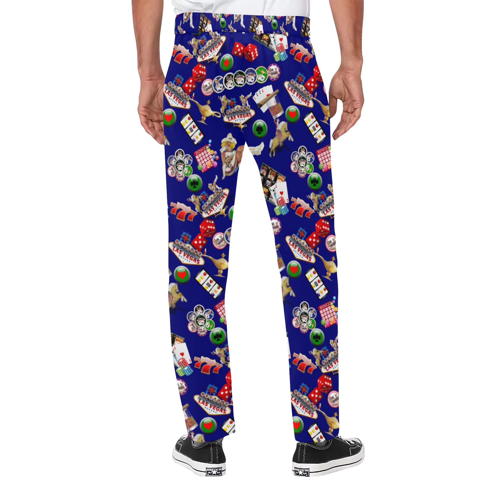 Gamblers Delight on Blue Men's All Over Print Casual Trousers (Model L68)