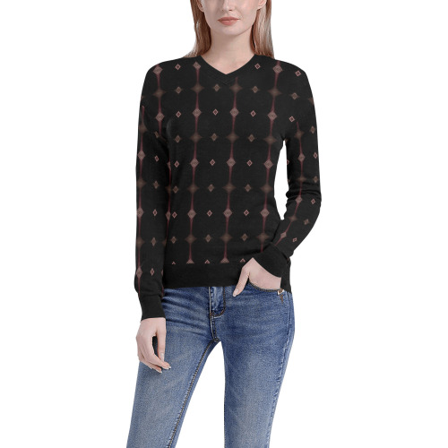 Sparkled Merlot Women's All Over Print V-Neck Sweater (Model H48)