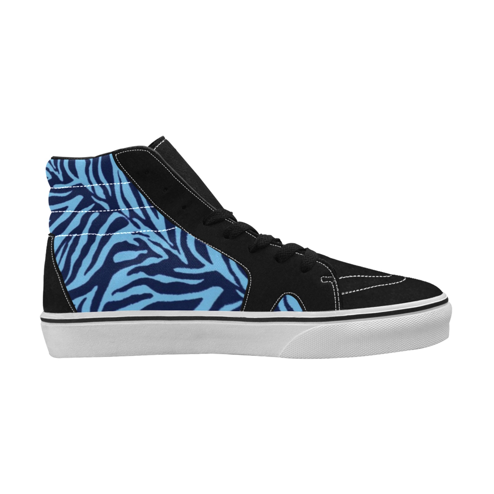 zebra 3 shades of blue Men's High Top Skateboarding Shoes (Model E001-1)