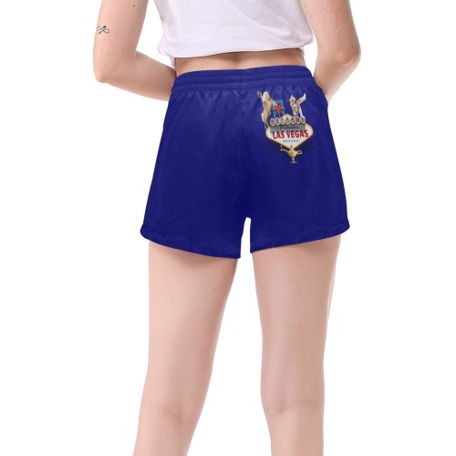 Las Vegas Welcome Sign on Blue Women's Mid-Length Board Shorts (Model L55)