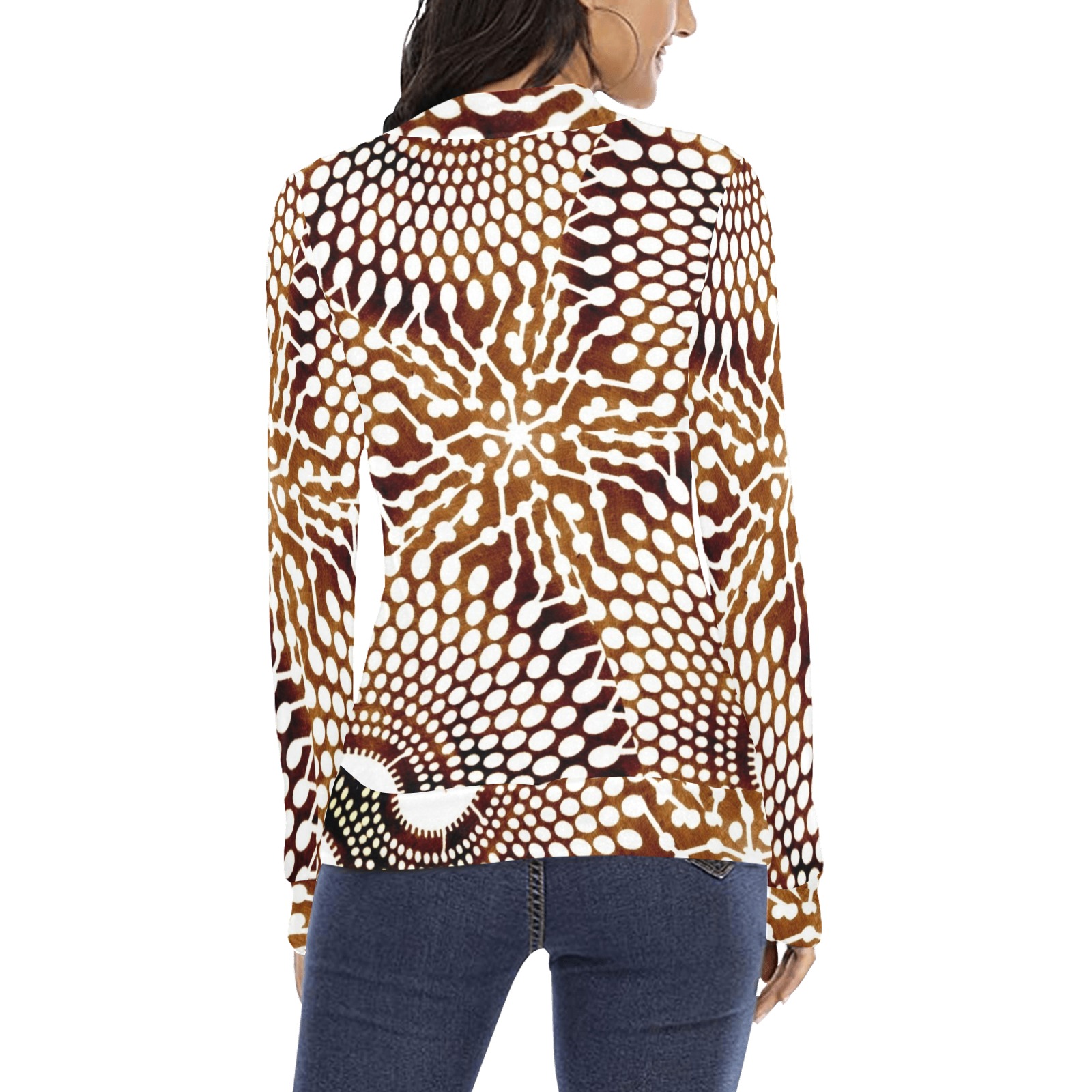 AFRICAN PRINT PATTERN 4 Women's All Over Print Mock Neck Sweatshirt (Model H43)