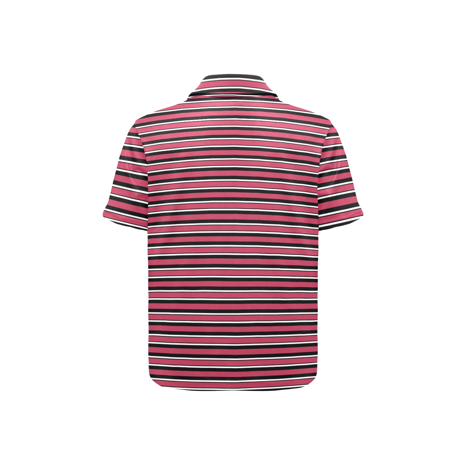 Magenta, Black and White Stripes Big Girls' All Over Print Polo Shirt (Model T55)