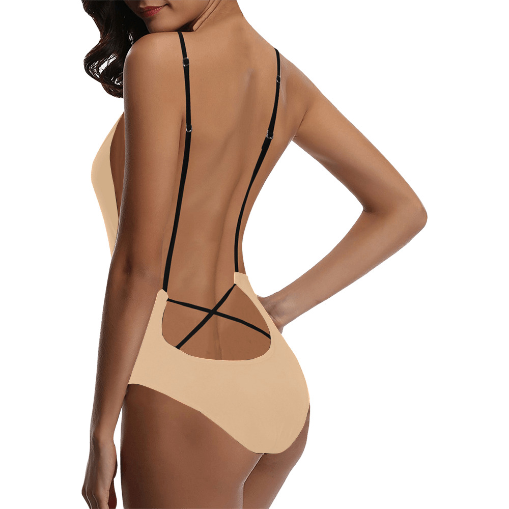 CREAM Sexy Lacing Backless One-Piece Swimsuit (Model S10)
