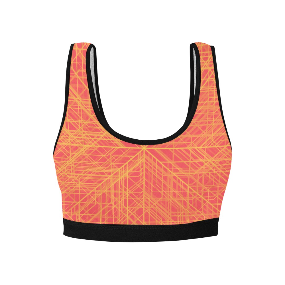 Diagonal Line Pattern (Red/Orange) Women's All Over Print Sports Bra (Model T52)