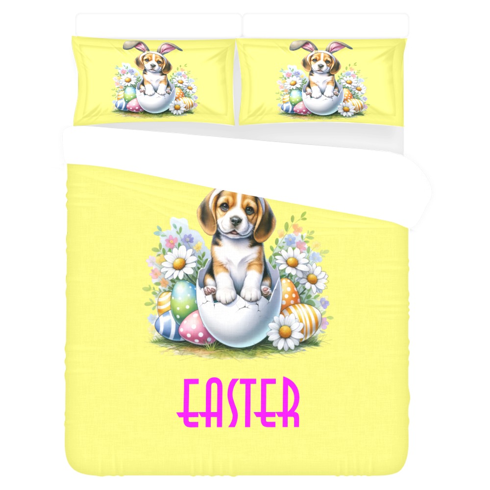 Happy Easter Beagle 3-Piece Bedding Set